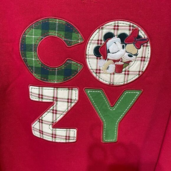 Disney Mickey and Minnie Mouse Holiday Pullover Sweatshirt- size M NWT - Picture 4 of 11